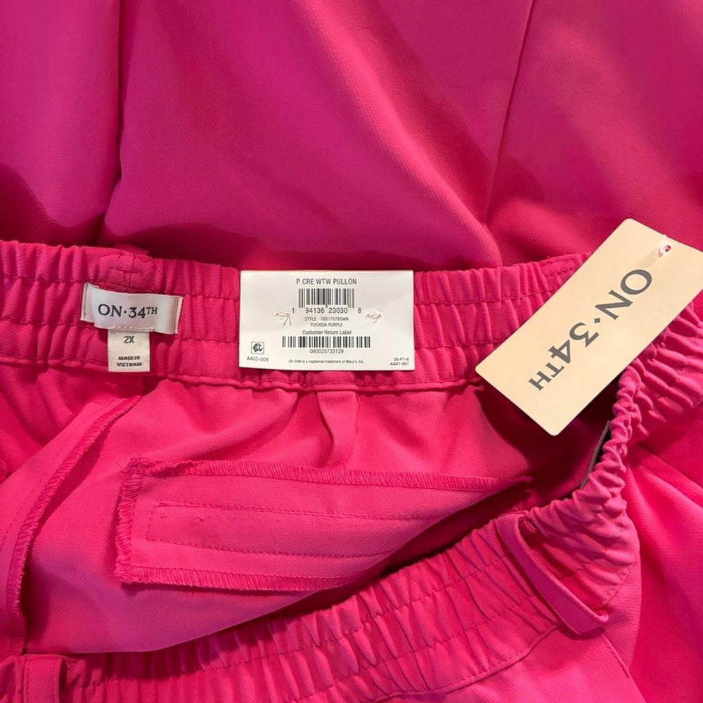 On 34th Plus Size Hot Pink Solid Double Weave Ankle Dress Pants NWT - Picture 7 of 9